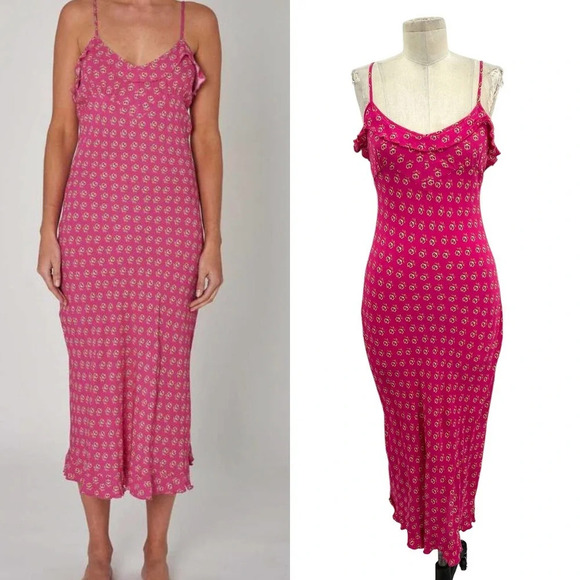 Rolla's Shelley Emmylou Slip Dress‎ in Dusty Pink Floral Print Size Small - Picture 1 of 9